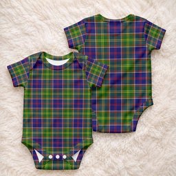 Dalrymple Tartan Baby Onesie , Plaid Infant Bodysuit for Boys & Girls (0-24M), Snap Closure Newborn Romper for Holiday & Photoshoot