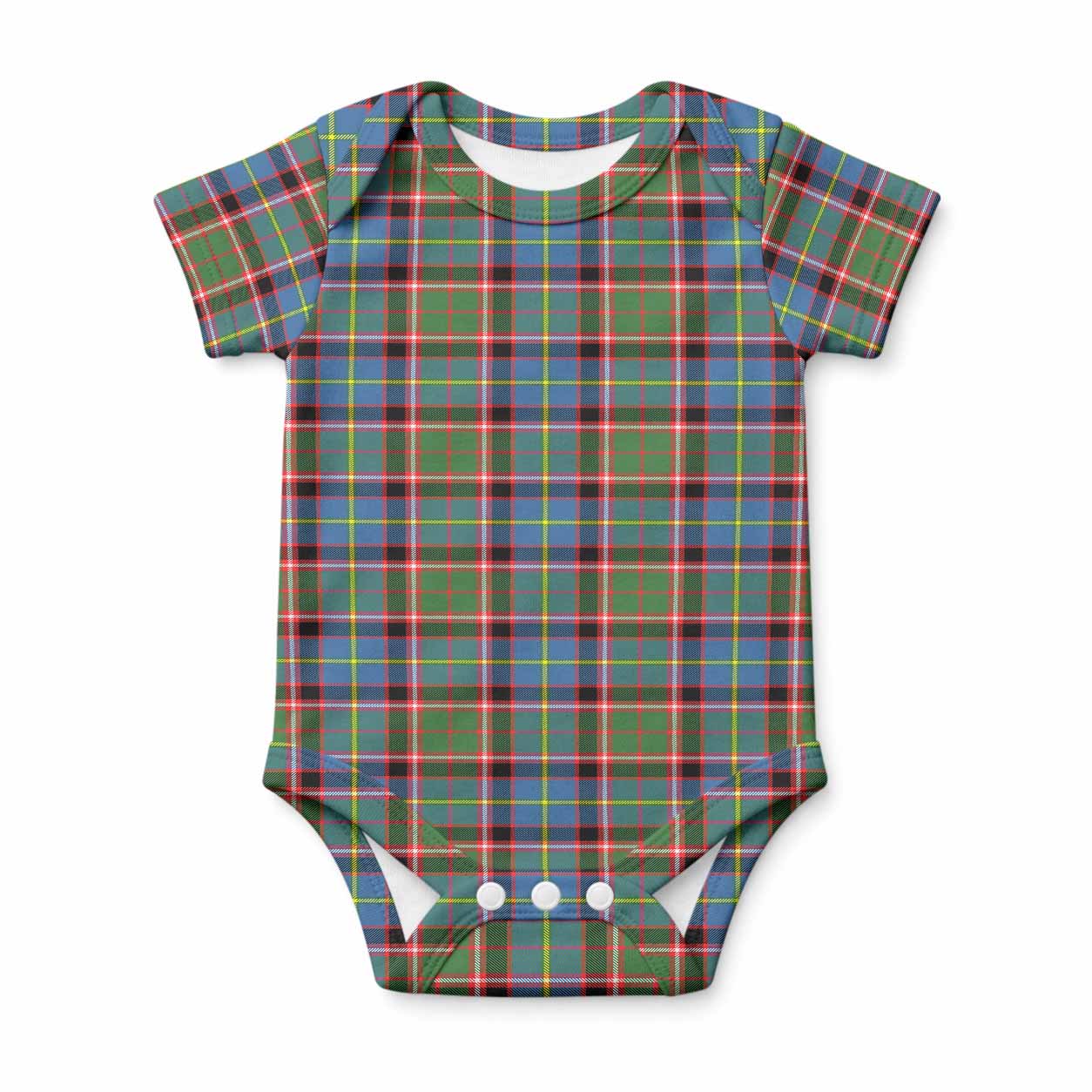 Glass Tartan Baby Onesie , Plaid Infant Bodysuit for Boys & Girls (0-24M), Snap Closure Newborn Romper for Holiday & Photoshoot