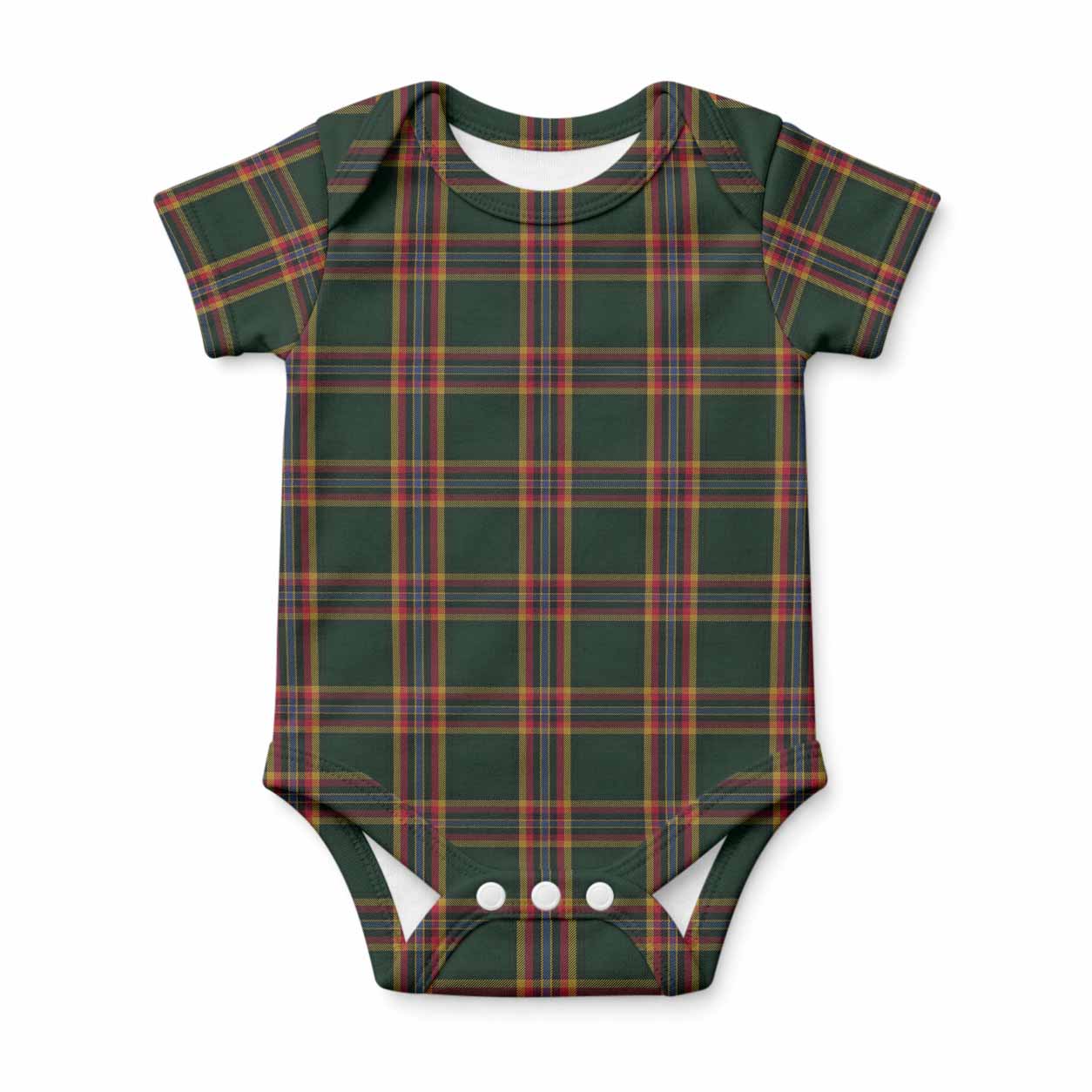 Moran Tartan Baby Onesie , Plaid Infant Bodysuit for Boys & Girls (0-24M), Snap Closure Newborn Romper for Holiday & Photoshoot