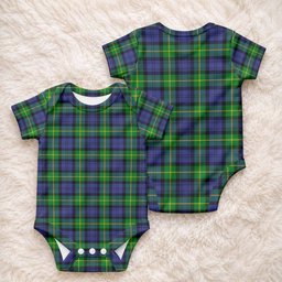 Meldrum Tartan Baby Onesie , Plaid Infant Bodysuit for Boys & Girls (0-24M), Snap Closure Newborn Romper for Holiday & Photoshoot