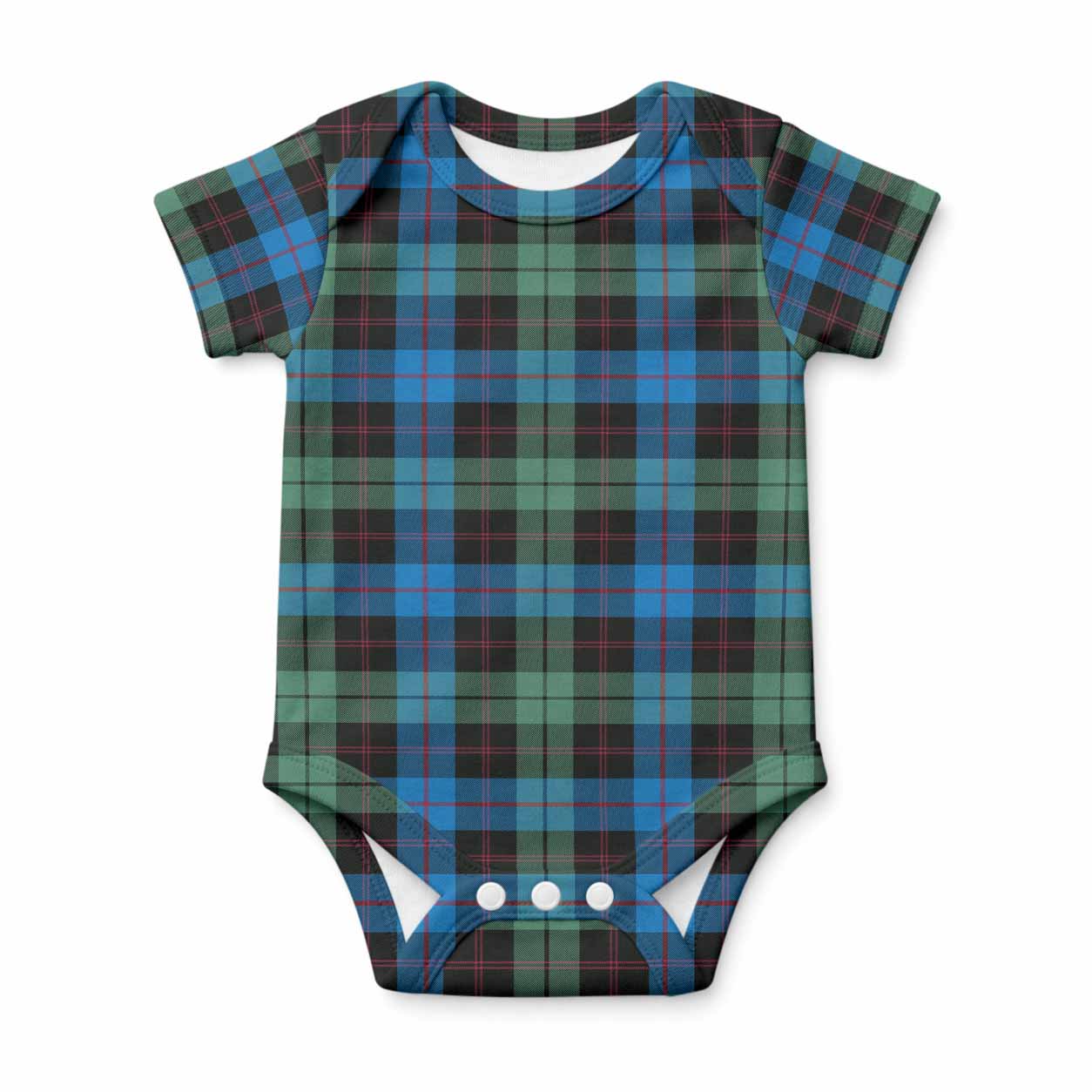Guthrie Tartan Baby Onesie , Plaid Infant Bodysuit for Boys & Girls (0-24M), Snap Closure Newborn Romper for Holiday & Photoshoot
