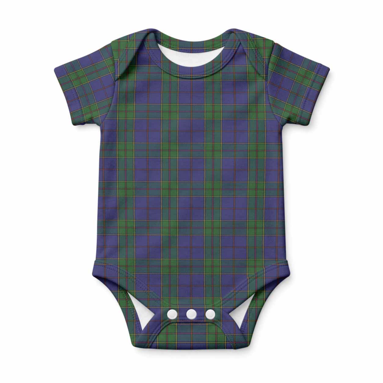 Strachan Tartan Baby Onesie , Plaid Infant Bodysuit for Boys & Girls (0-24M), Snap Closure Newborn Romper for Holiday & Photoshoot