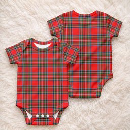 Stewart (Stuart) Tartan Baby Onesie , Plaid Infant Bodysuit for Boys & Girls (0-24M), Snap Closure Newborn Romper for Holiday & Photoshoot