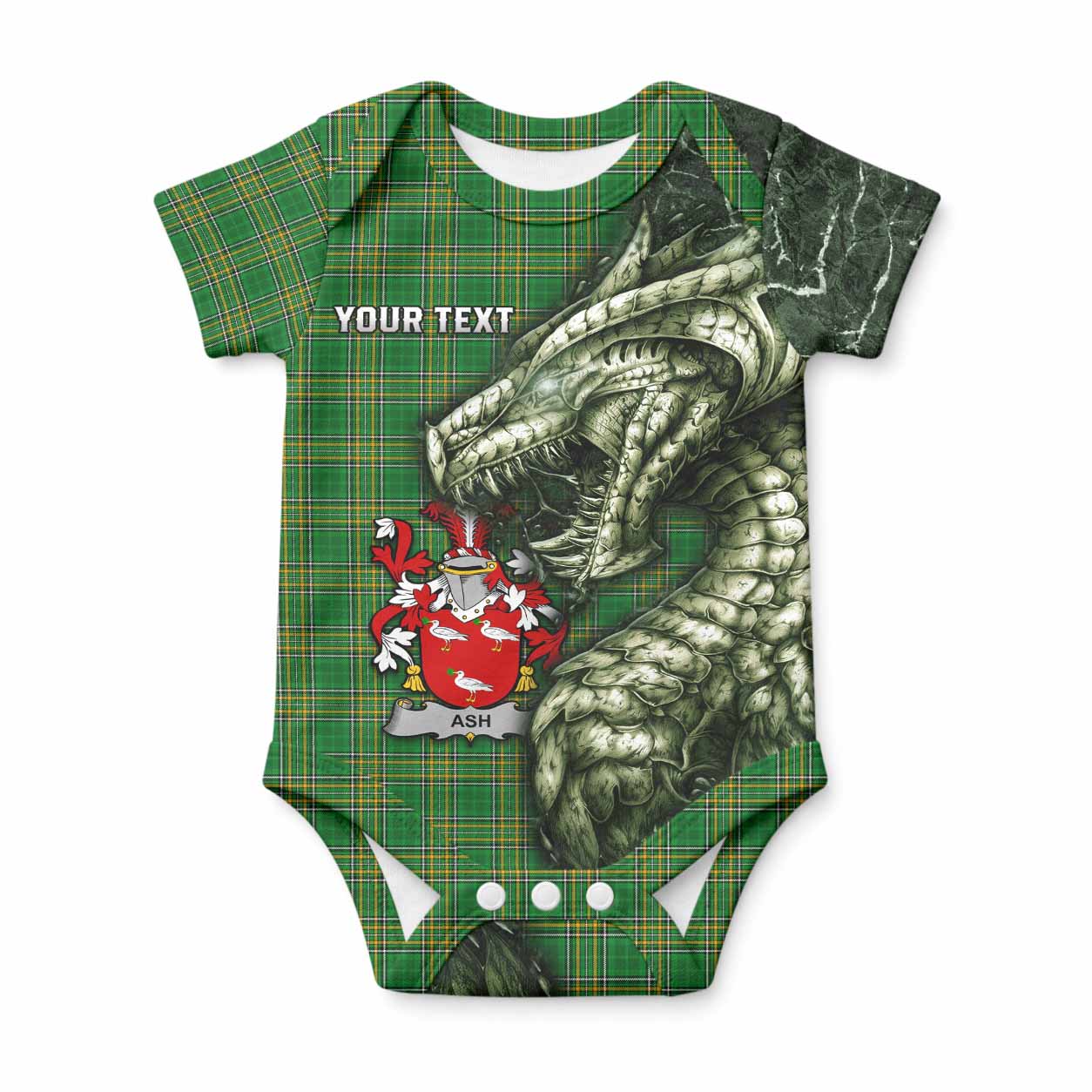 Ash Irish Clan Baby Onesie Irish Roots Dragon Soul