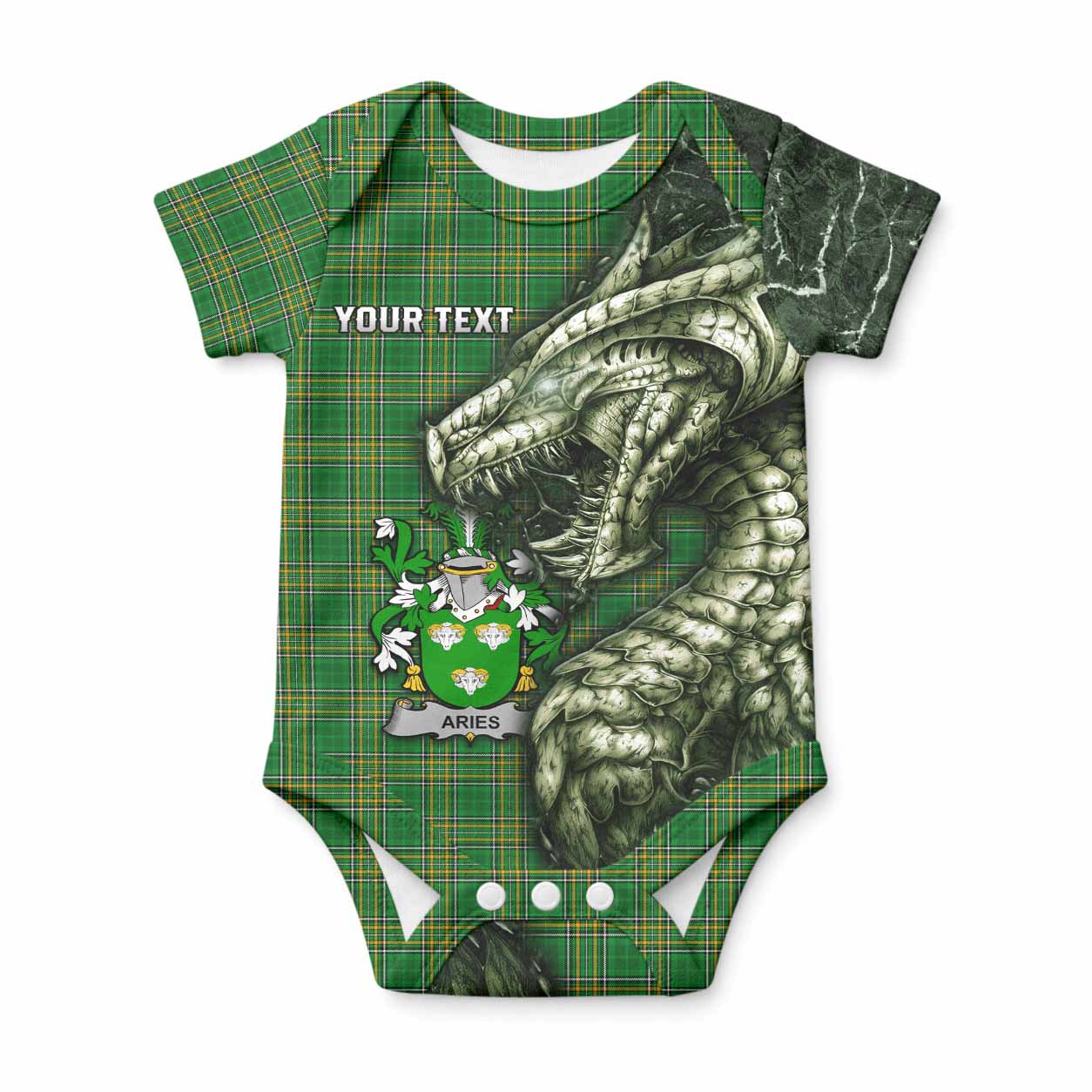 Aries Irish Clan Baby Onesie Irish Roots Dragon Soul