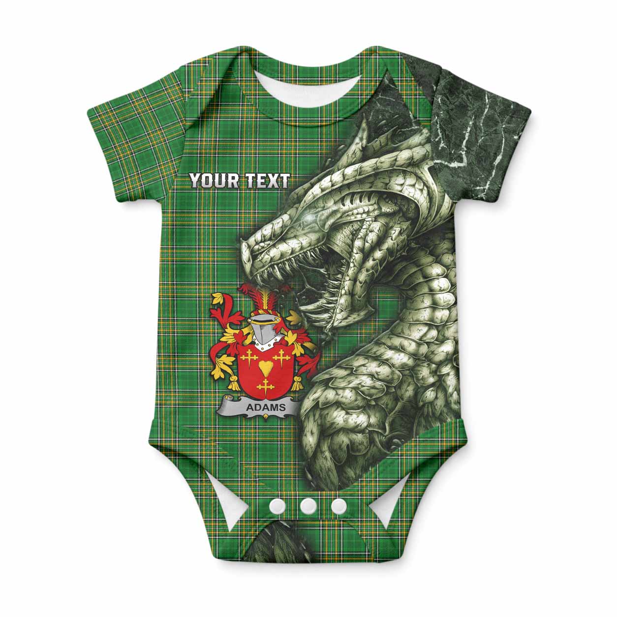 Adams Irish Clan Baby Onesie Irish Roots Dragon Soul