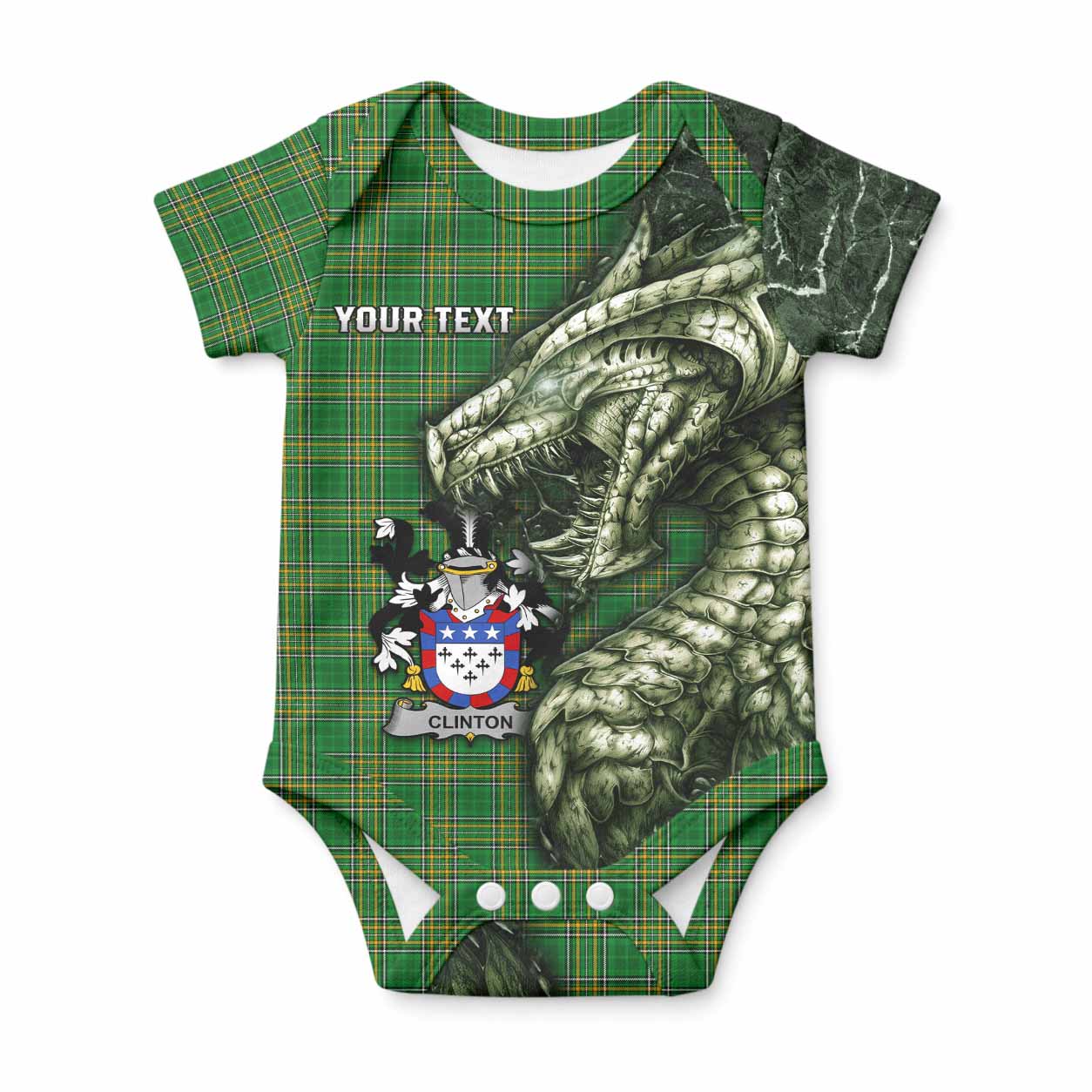 Clinton Irish Clan Baby Onesie Irish Roots Dragon Soul