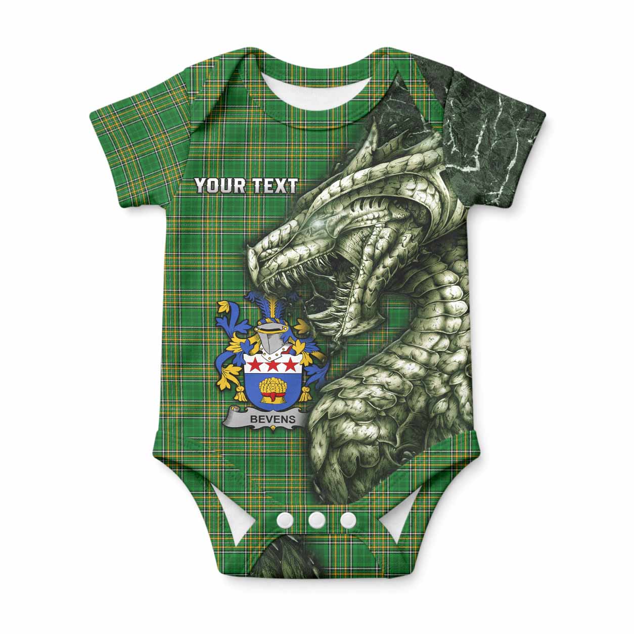 Bevens Irish Clan Baby Onesie Irish Roots Dragon Soul