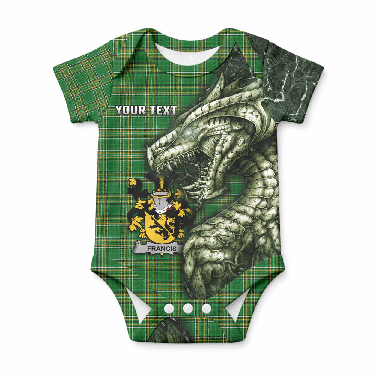 Francis Irish Clan Baby Onesie Irish Roots Dragon Soul