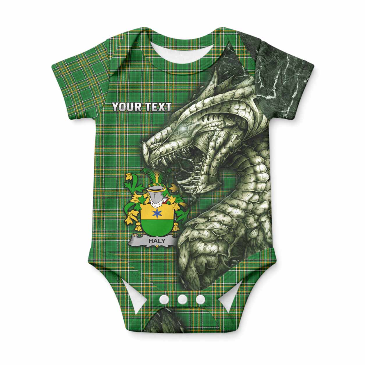 Haly O'Haly Irish Clan Baby Onesie Irish Roots Dragon Soul