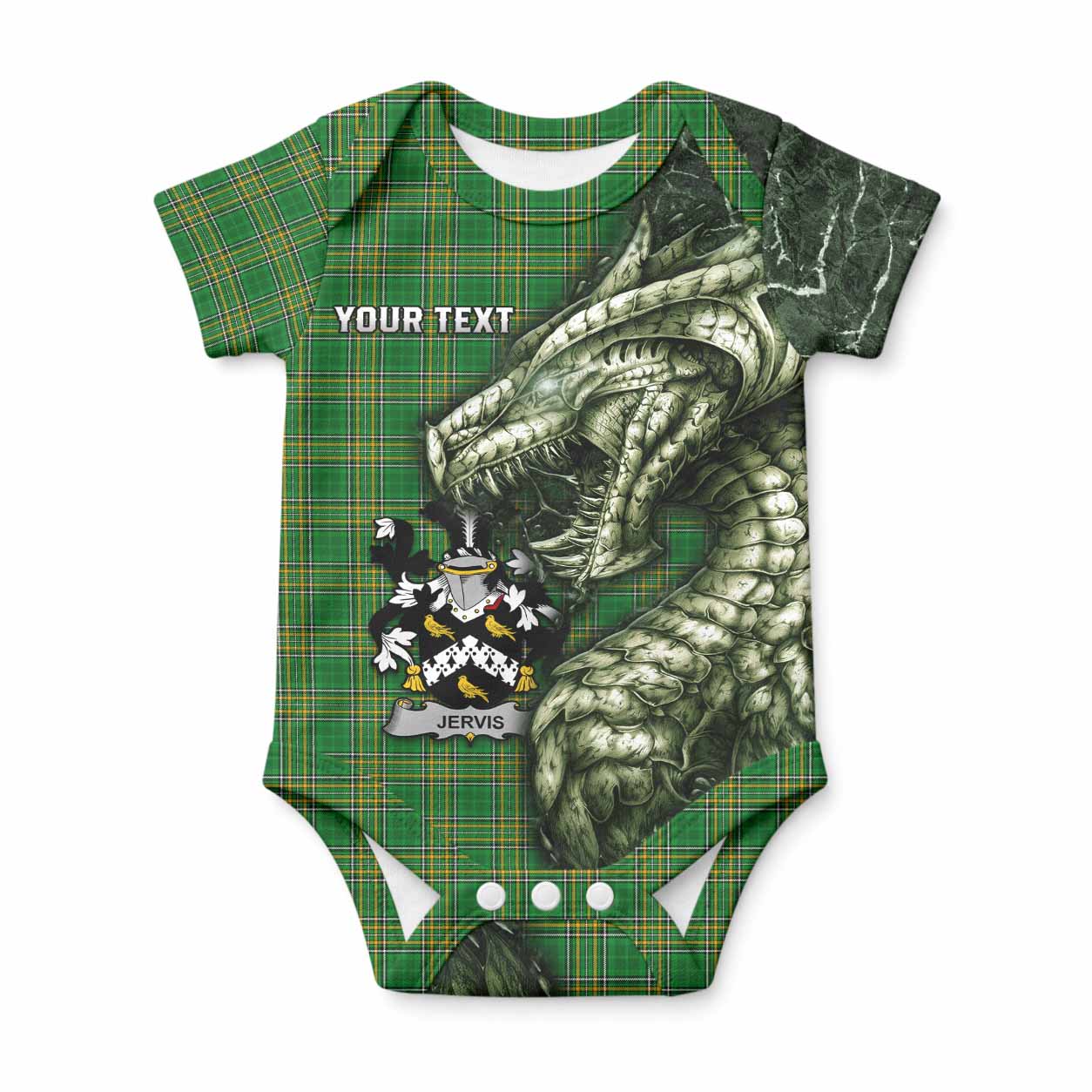 Jervis Irish Clan Baby Onesie Irish Roots Dragon Soul