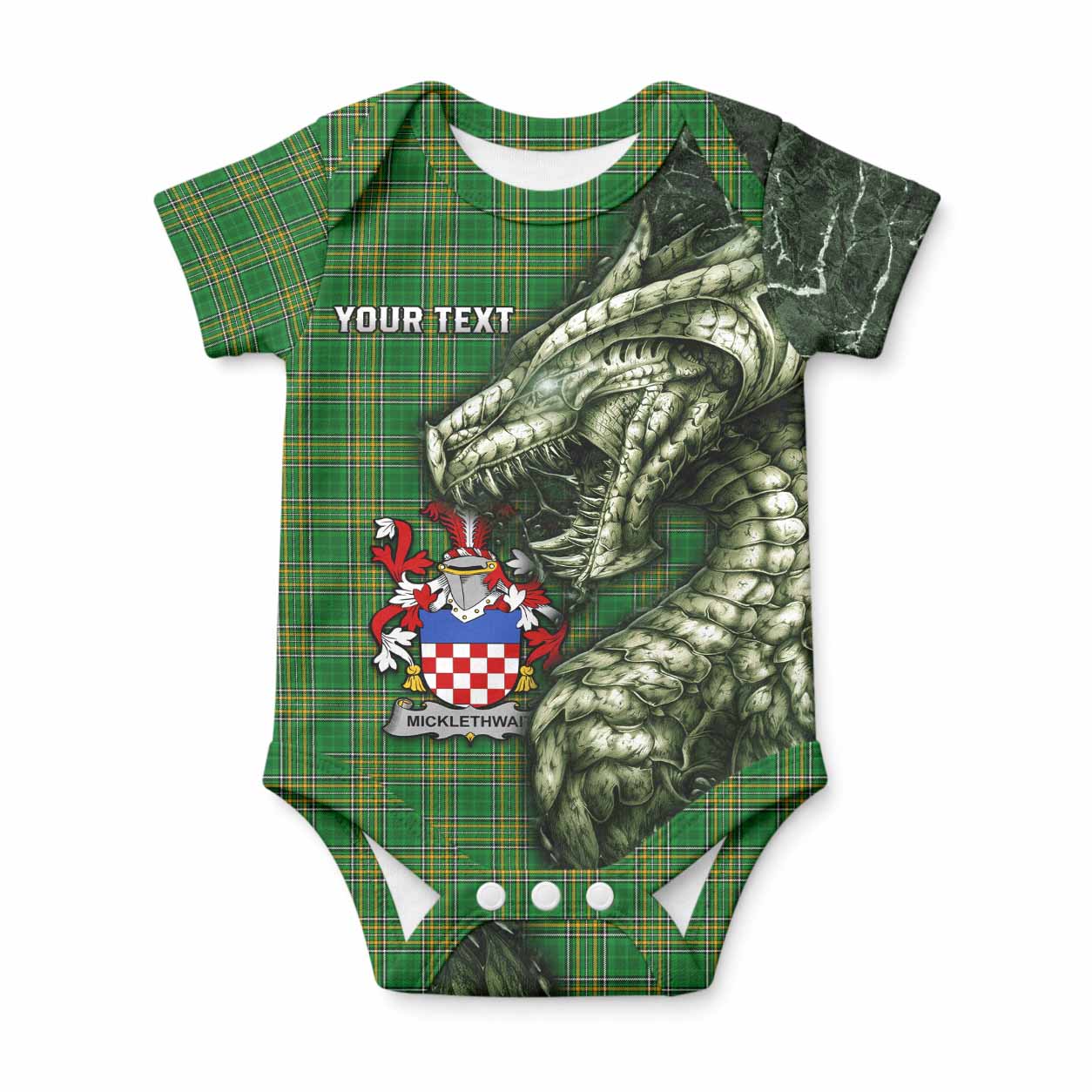 Micklethwait Irish Clan Baby Onesie Irish Roots Dragon Soul