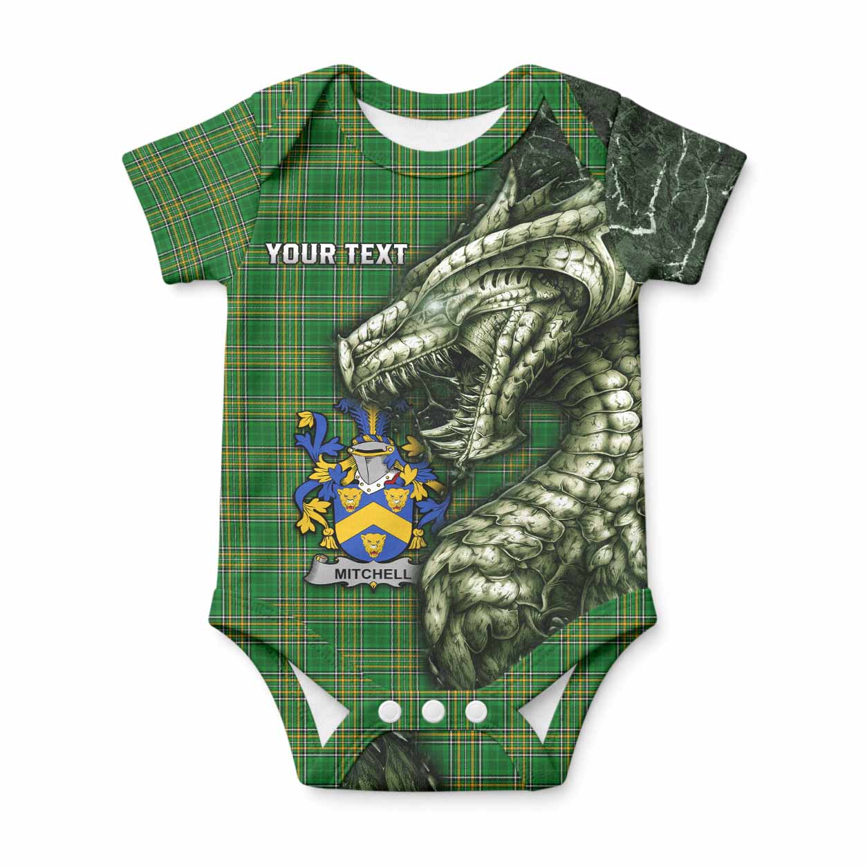 Mitchell Irish Clan Baby Onesie Irish Roots Dragon Soul