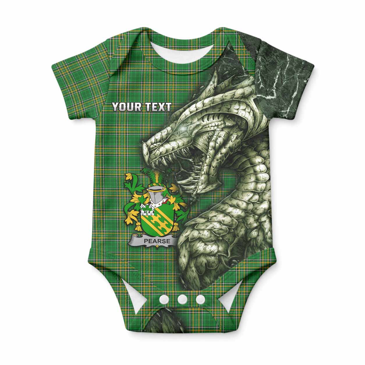 Pearse Irish Clan Baby Onesie Irish Roots Dragon Soul