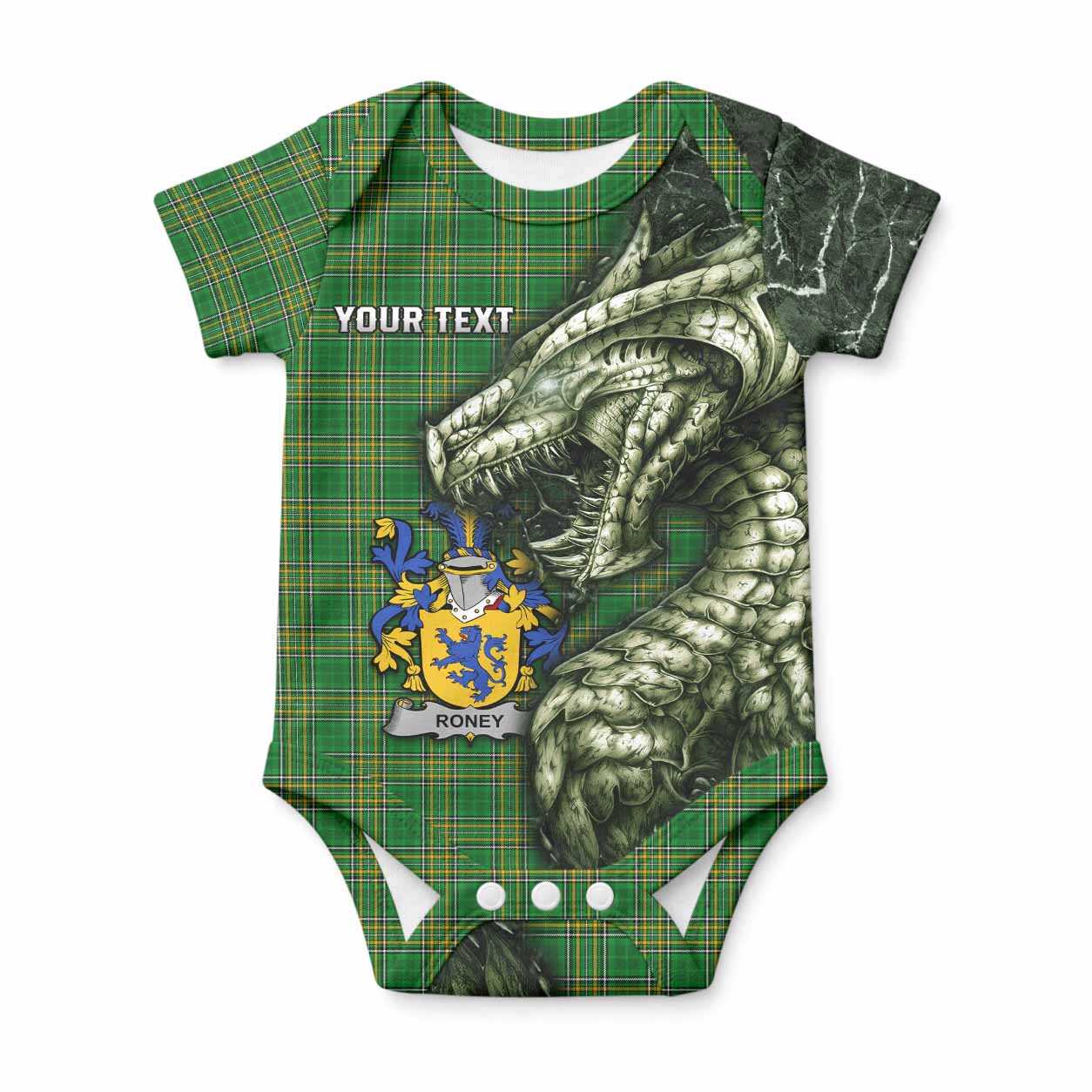 Roney Irish Clan Baby Onesie Irish Roots Dragon Soul