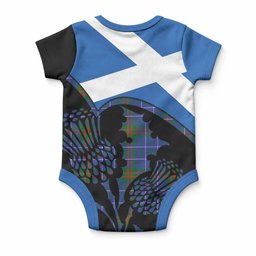 Edmonstone Tartan Family Crest Baby Onesie Scotland Thistle Floral Flag Style