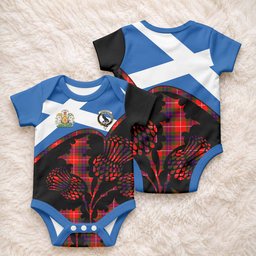 Abernethy Tartan Family Crest Baby Onesie Scotland Thistle Floral Flag Style