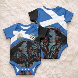 Beaton Tartan Family Crest Baby Onesie Scotland Thistle Floral Flag Style