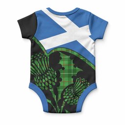 Galloway Tartan Family Crest Baby Onesie Scotland Thistle Floral Flag Style