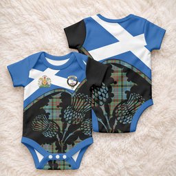 Cathcart Tartan Family Crest Baby Onesie Scotland Thistle Floral Flag Style