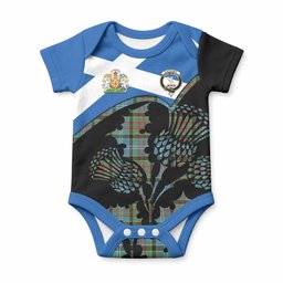 Cathcart Tartan Family Crest Baby Onesie Scotland Thistle Floral Flag Style
