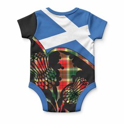 Gibson (Gibbs or Gibsone) Tartan Family Crest Baby Onesie Scotland Thistle Floral Flag Style