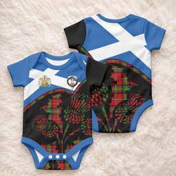 Boyd Tartan Family Crest Baby Onesie Scotland Thistle Floral Flag Style