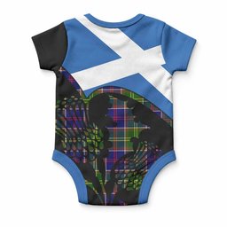 Dalrymple Tartan Family Crest Baby Onesie Scotland Thistle Floral Flag Style