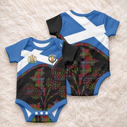 Forrester (Foster) Tartan Family Crest Baby Onesie Scotland Thistle Floral Flag Style