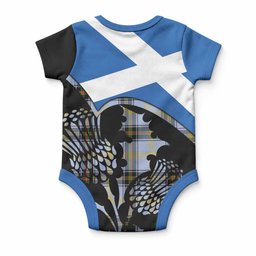 Bell Tartan Family Crest Baby Onesie Scotland Thistle Floral Flag Style