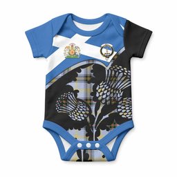 Bell Tartan Family Crest Baby Onesie Scotland Thistle Floral Flag Style