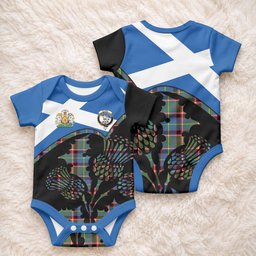 Glass Tartan Family Crest Baby Onesie Scotland Thistle Floral Flag Style