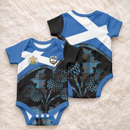 Garden (Gardyne) Tartan Family Crest Baby Onesie Scotland Thistle Floral Flag Style