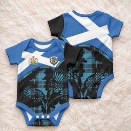 Clergy Tartan Family Crest Baby Onesie Scotland Thistle Floral Flag Style