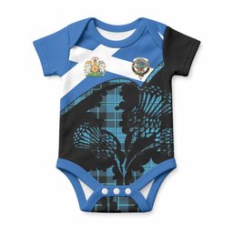 Clergy Tartan Family Crest Baby Onesie Scotland Thistle Floral Flag Style