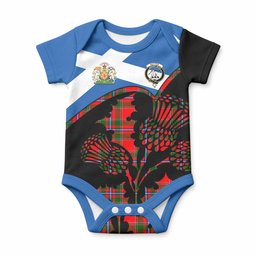 Butter Tartan Family Crest Baby Onesie Scotland Thistle Floral Flag Style