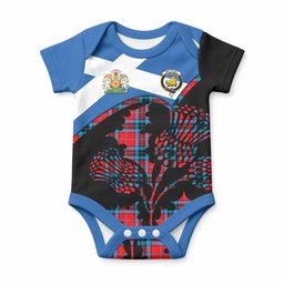 MacTavish (McTavish) Tartan Family Crest Baby Onesie Scotland Thistle Floral Flag Style