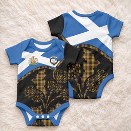 Jardine Tartan Family Crest Baby Onesie Scotland Thistle Floral Flag Style