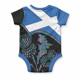 Ralston Tartan Family Crest Baby Onesie Scotland Thistle Floral Flag Style