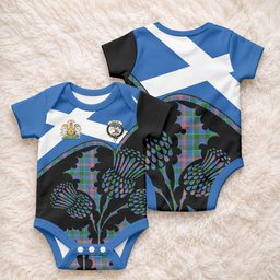 Ralston Tartan Family Crest Baby Onesie Scotland Thistle Floral Flag Style