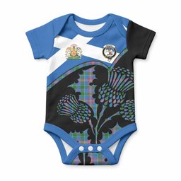 Ralston Tartan Family Crest Baby Onesie Scotland Thistle Floral Flag Style