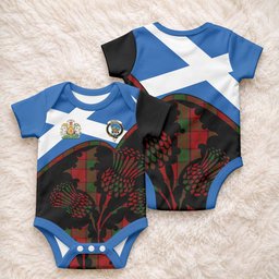 Maxwell Tartan Family Crest Baby Onesie Scotland Thistle Floral Flag Style