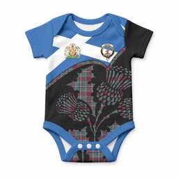 Spence (Spens) Tartan Family Crest Baby Onesie Scotland Thistle Floral Flag Style