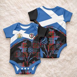 Pentland Tartan Family Crest Baby Onesie Scotland Thistle Floral Flag Style