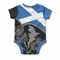 Shepherd Tartan Family Crest Baby Onesie Scotland Thistle Floral Flag Style
