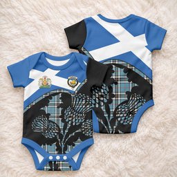 Thompson (Thomson) Tartan Family Crest Baby Onesie Scotland Thistle Floral Flag Style