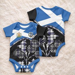 Hannay Tartan Family Crest Baby Onesie Scotland Thistle Floral Flag Style