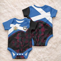 Lindsay Tartan Family Crest Baby Onesie Scotland Thistle Floral Flag Style