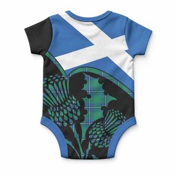 Irvine Tartan Family Crest Baby Onesie Scotland Thistle Floral Flag Style