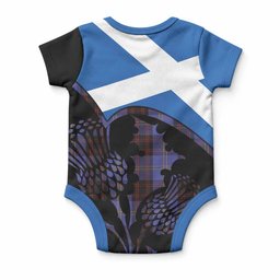 Rutherford Tartan Family Crest Baby Onesie Scotland Thistle Floral Flag Style